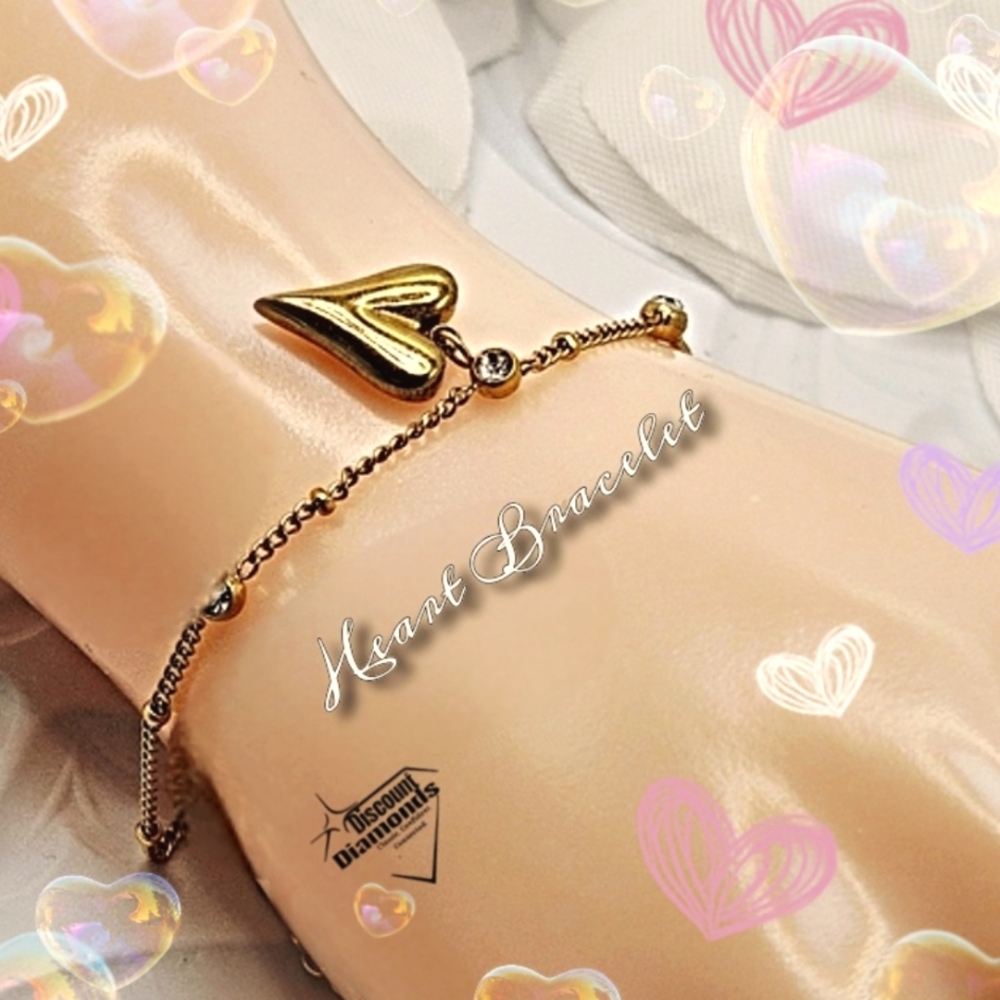 Beautiful Titanium Heart Charm Bracelet with 3 White Dainty Gemstones